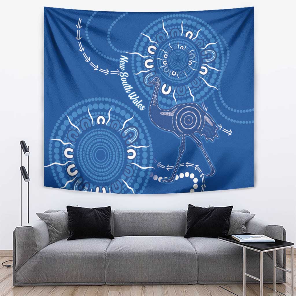 Australia New South Wales Tapestry Aussie Emu With Aboriginal Art