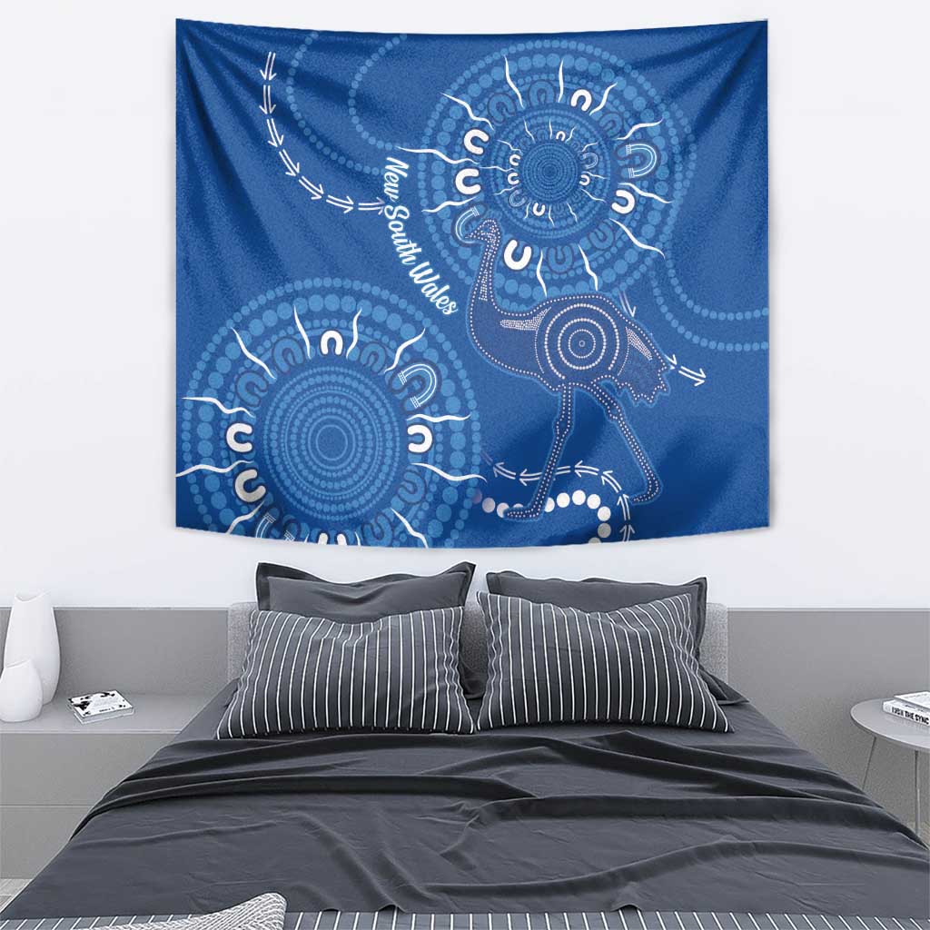 Australia New South Wales Tapestry Aussie Emu With Aboriginal Art