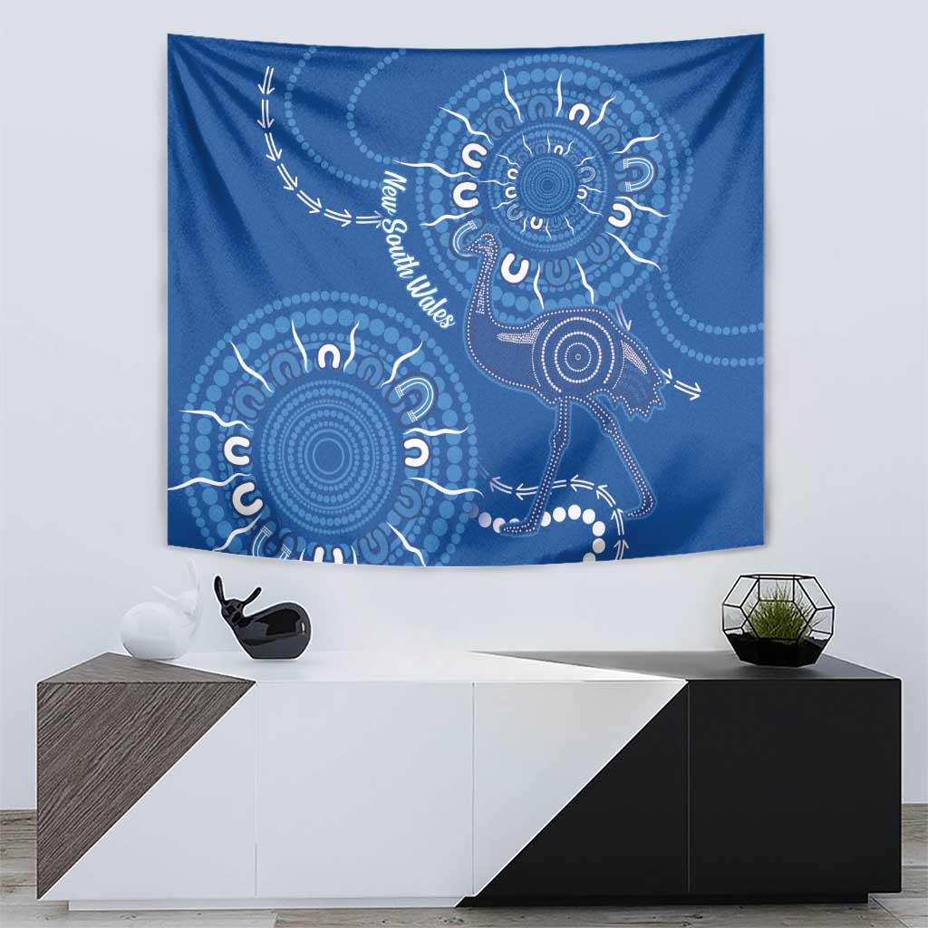 Australia New South Wales Tapestry Aussie Emu With Aboriginal Art