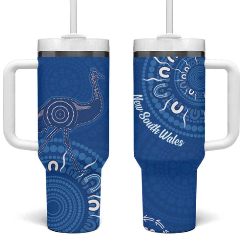 Australia New South Wales Tumbler With Handle Aussie Emu With Aboriginal Art