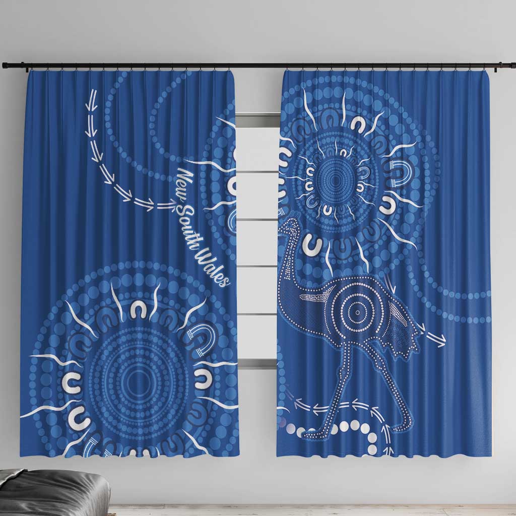 Australia New South Wales Window Curtain Aussie Emu With Aboriginal Art