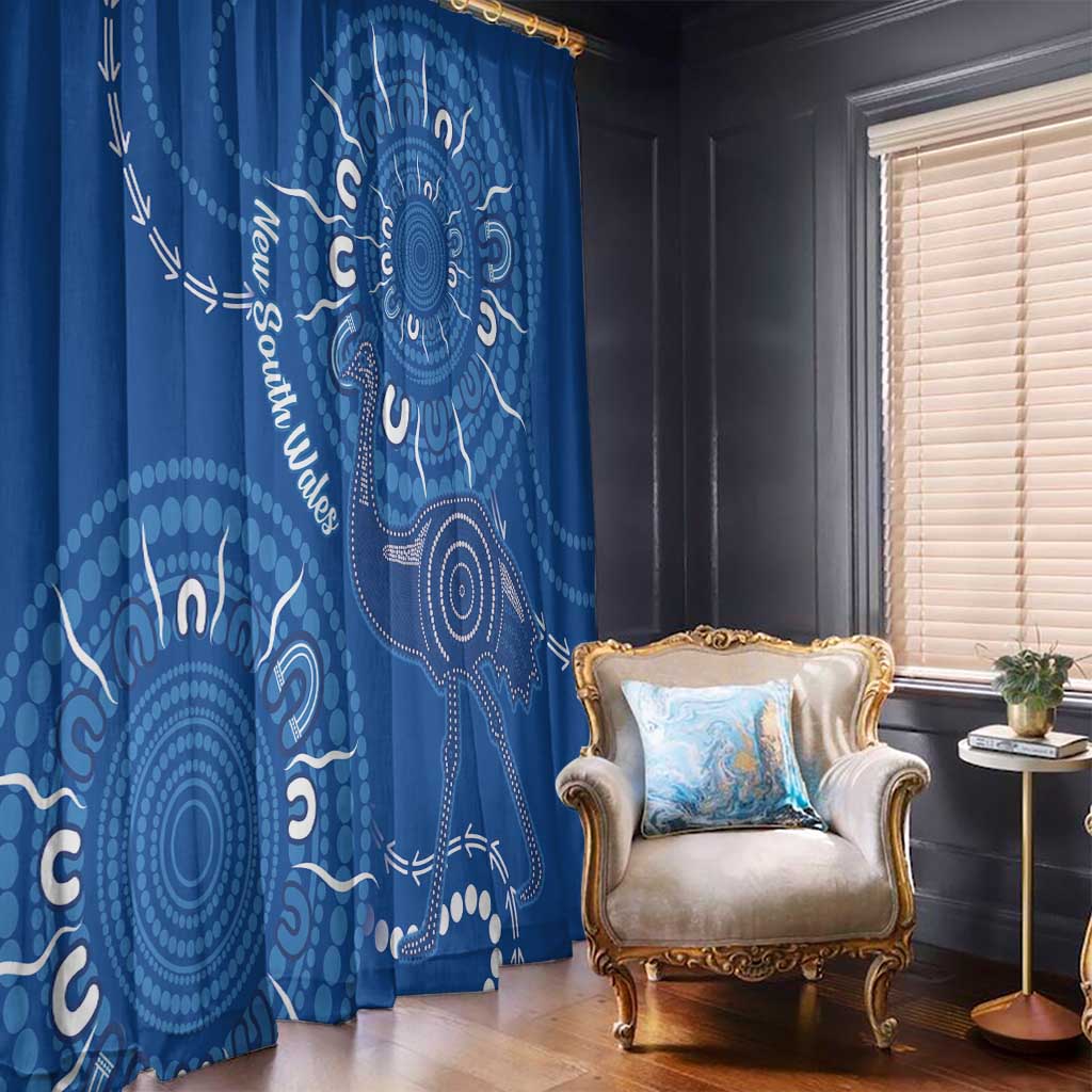 Australia New South Wales Window Curtain Aussie Emu With Aboriginal Art