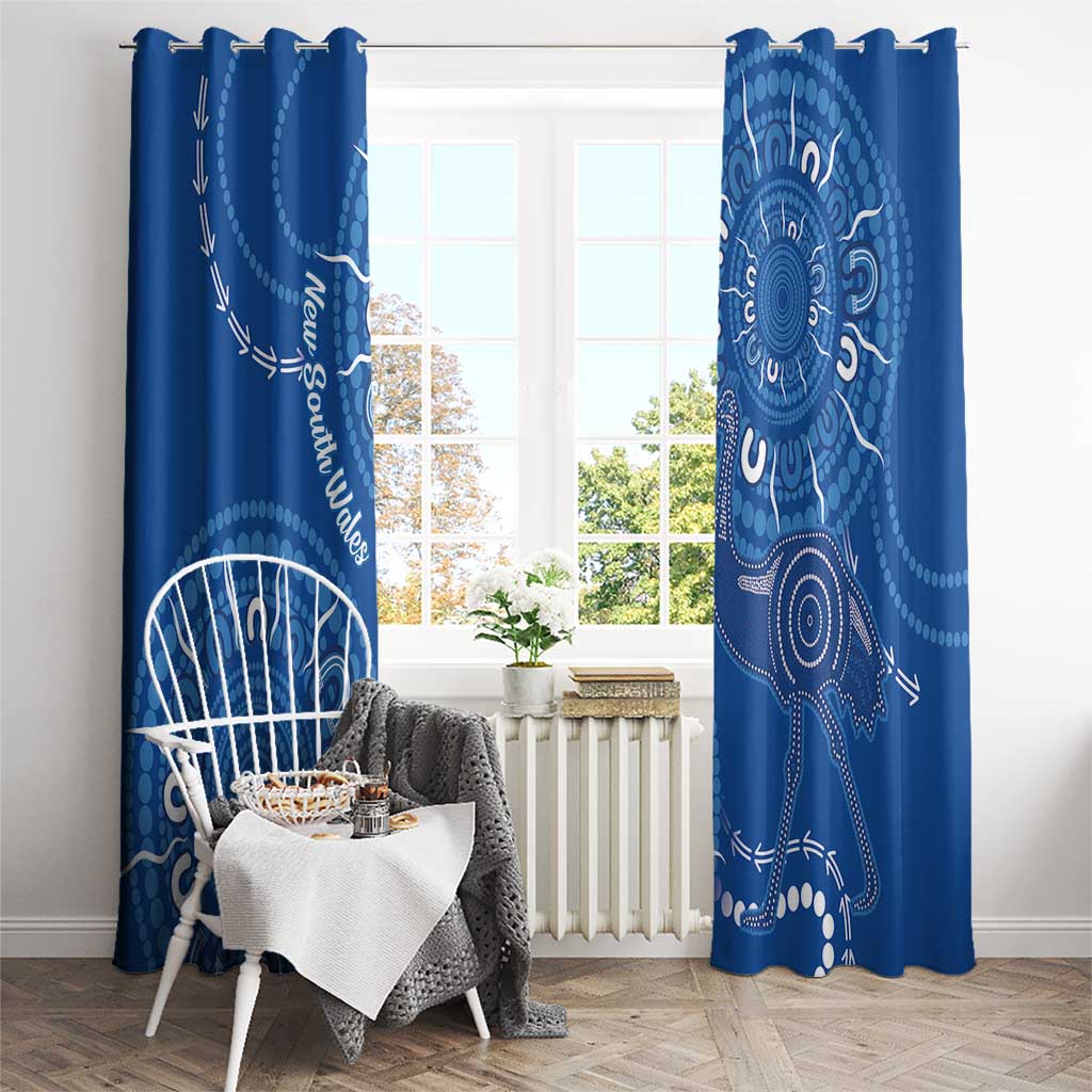 Australia New South Wales Window Curtain Aussie Emu With Aboriginal Art