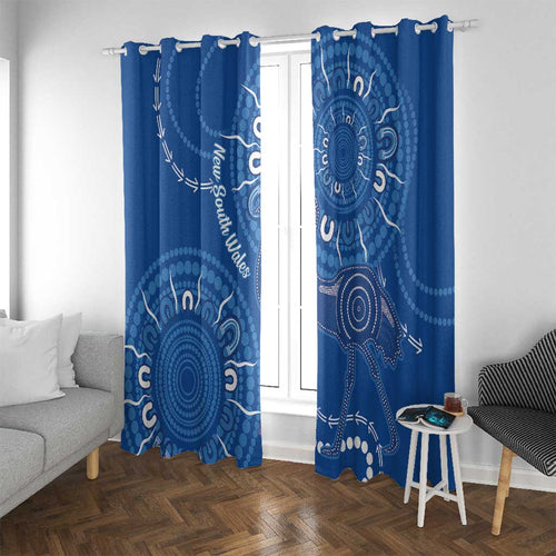 Australia New South Wales Window Curtain Aussie Emu With Aboriginal Art
