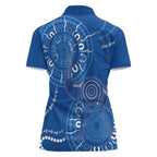 Australia New South Wales Women Polo Shirt Aussie Emu With Aboriginal Art