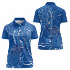 Australia New South Wales Women Polo Shirt Aussie Emu With Aboriginal Art