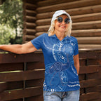 Australia New South Wales Women Polo Shirt Aussie Emu With Aboriginal Art
