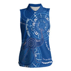 Australia New South Wales Women Sleeveless Polo Shirt Aussie Emu With Aboriginal Art