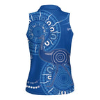 Australia New South Wales Women Sleeveless Polo Shirt Aussie Emu With Aboriginal Art