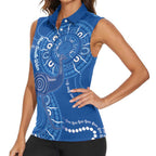 Australia New South Wales Women Sleeveless Polo Shirt Aussie Emu With Aboriginal Art