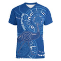 Australia New South Wales Women V-Neck T-Shirt Aussie Emu With Aboriginal Art