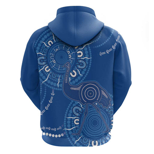 Australia New South Wales Zip Hoodie Aussie Emu With Aboriginal Art