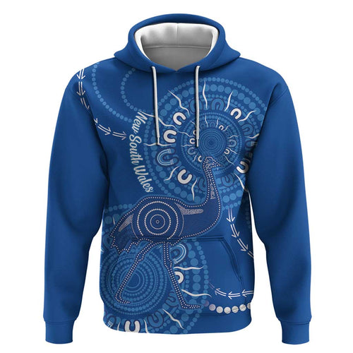 Australia New South Wales Zip Hoodie Aussie Emu With Aboriginal Art