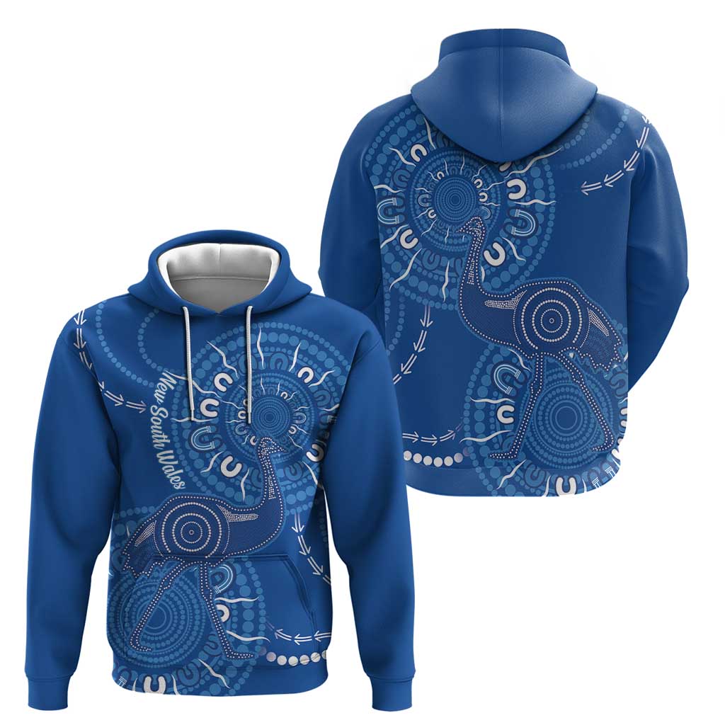 Australia New South Wales Zip Hoodie Aussie Emu With Aboriginal Art
