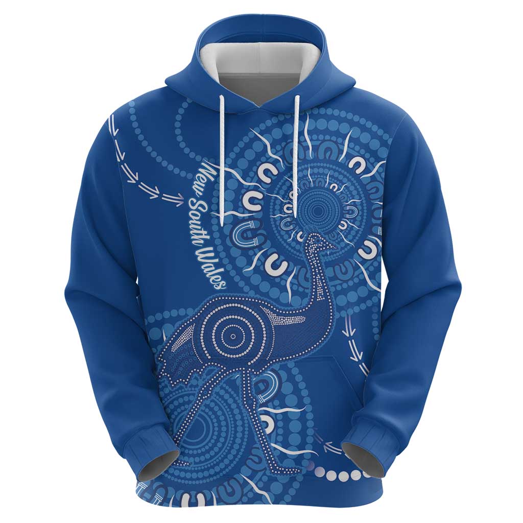 Australia New South Wales Zip Hoodie Aussie Emu With Aboriginal Art