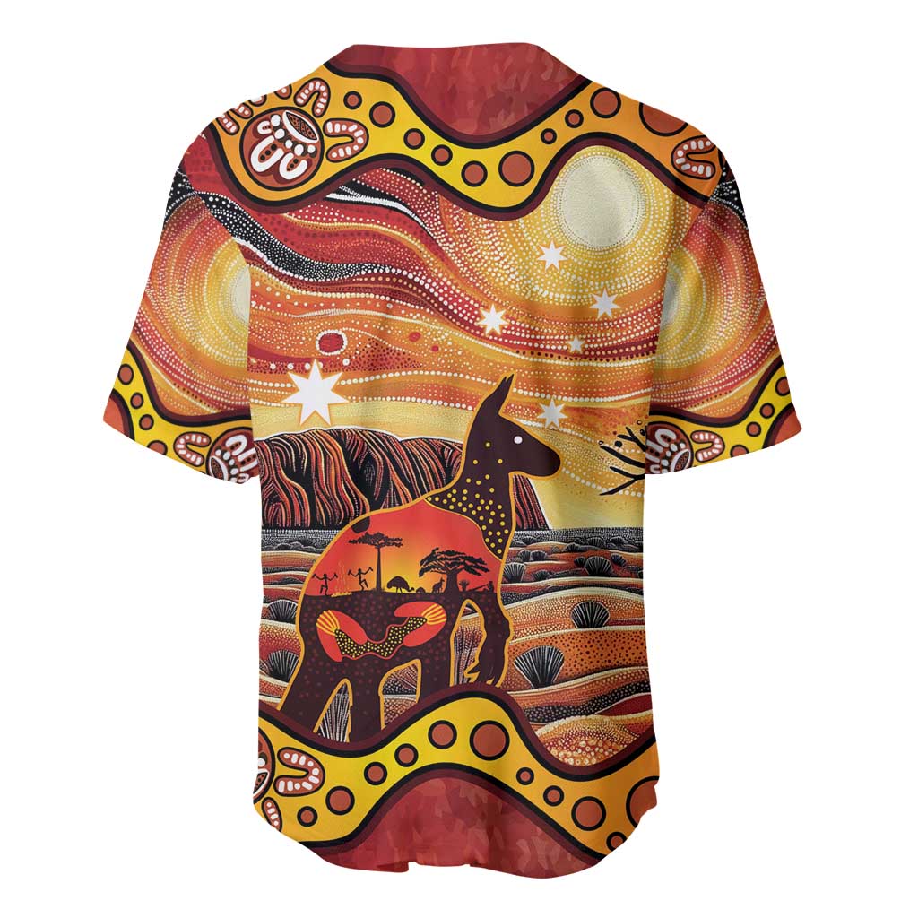 Northern Territory Uluru Baseball Jersey Ayers Rock Kangaroo Aboriginal Art