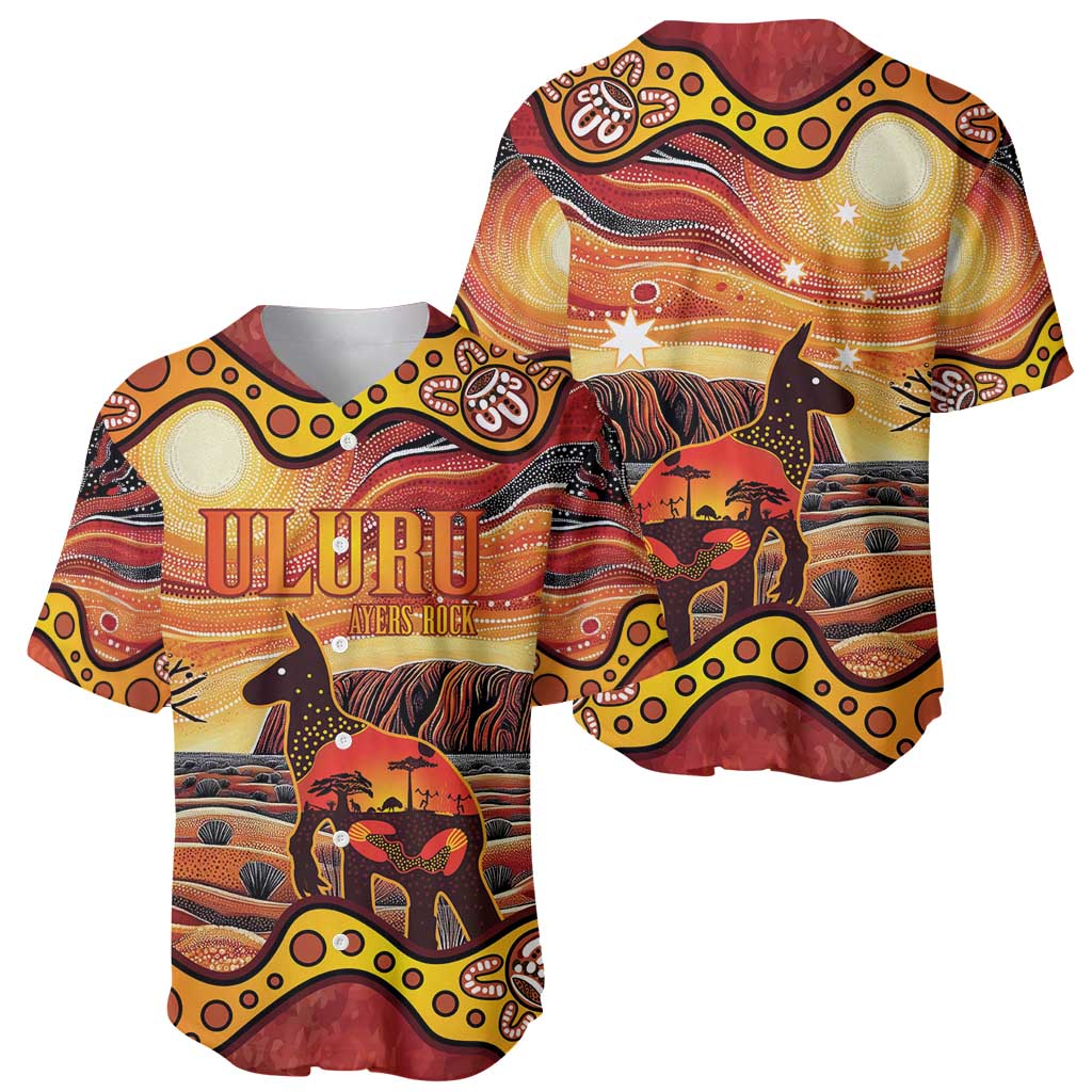 Northern Territory Uluru Baseball Jersey Ayers Rock Kangaroo Aboriginal Art
