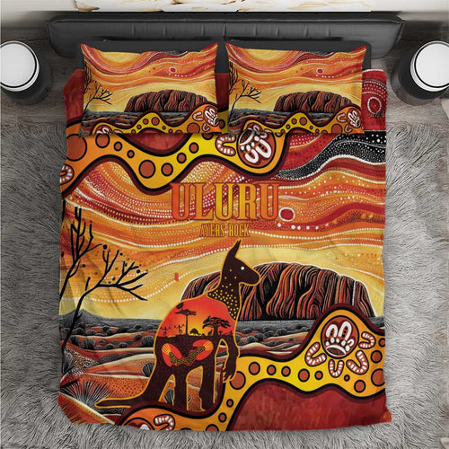 Northern Territory Uluru Bedding Set Ayers Rock Kangaroo Aboriginal Art
