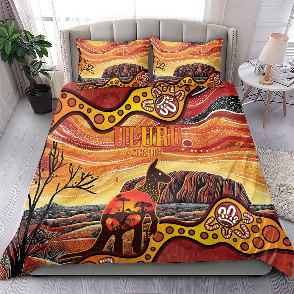 Northern Territory Uluru Bedding Set Ayers Rock Kangaroo Aboriginal Art