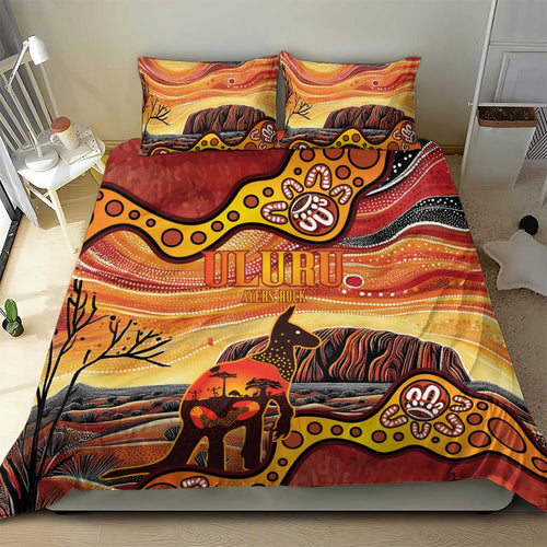 Northern Territory Uluru Bedding Set Ayers Rock Kangaroo Aboriginal Art