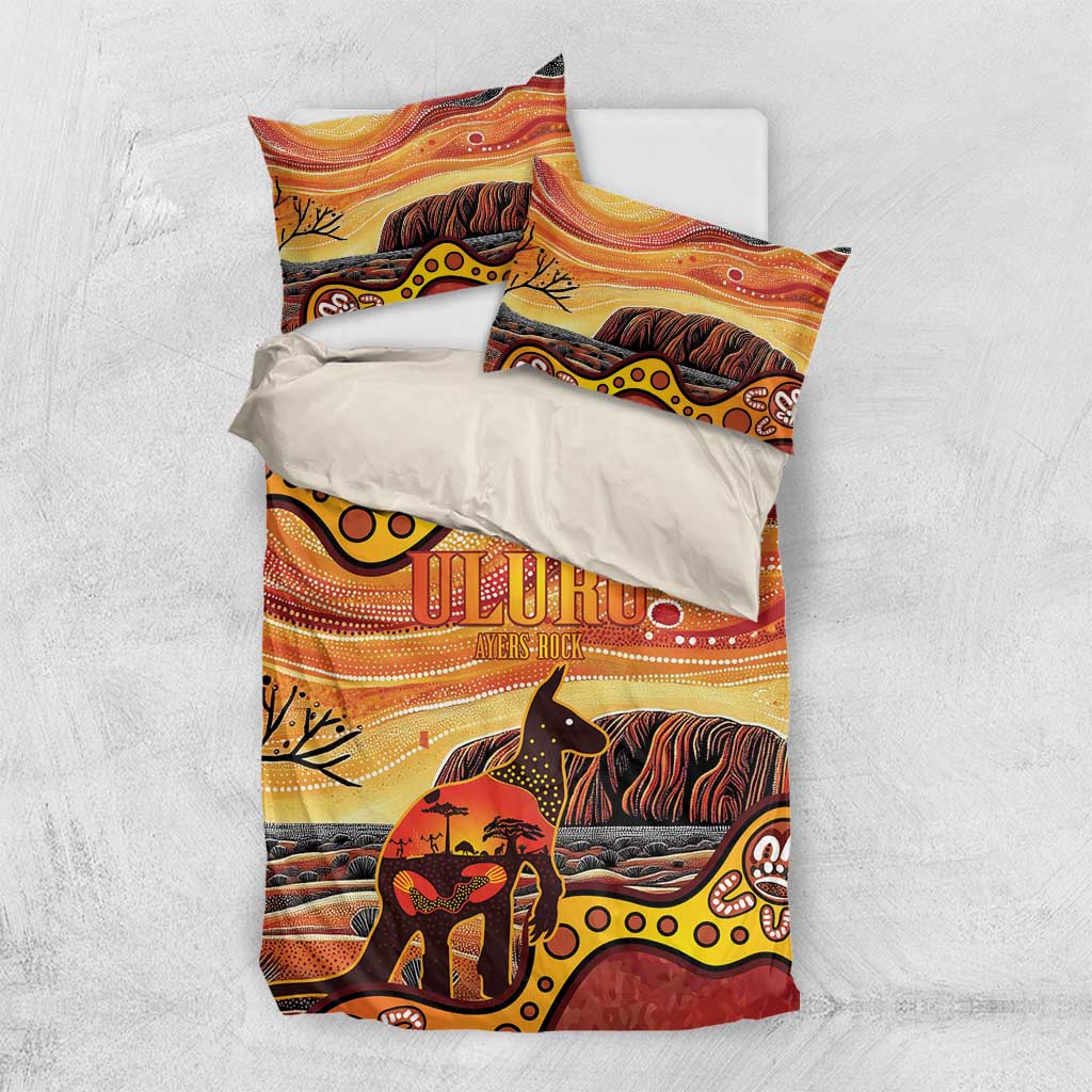 Northern Territory Uluru Bedding Set Ayers Rock Kangaroo Aboriginal Art