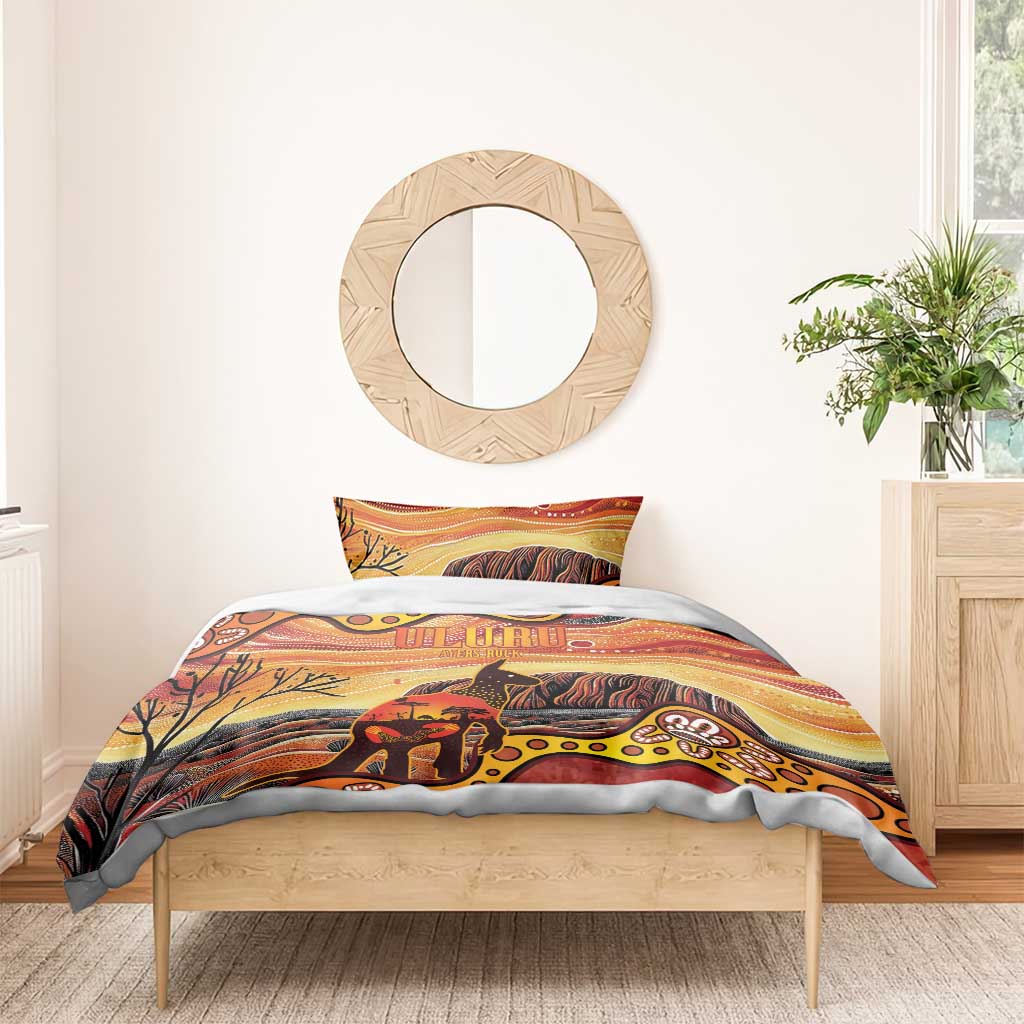 Northern Territory Uluru Bedding Set Ayers Rock Kangaroo Aboriginal Art