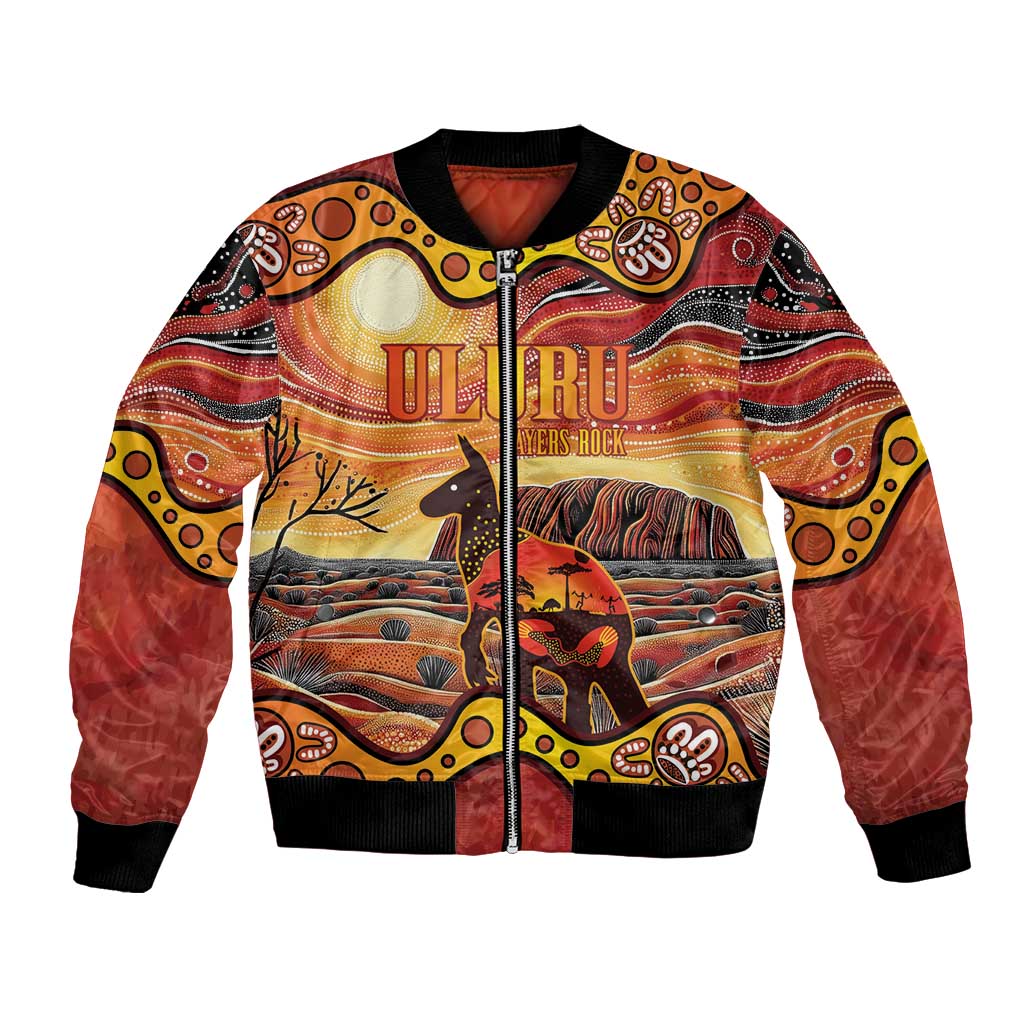 Northern Territory Uluru Bomber Jacket Ayers Rock Kangaroo Aboriginal Art
