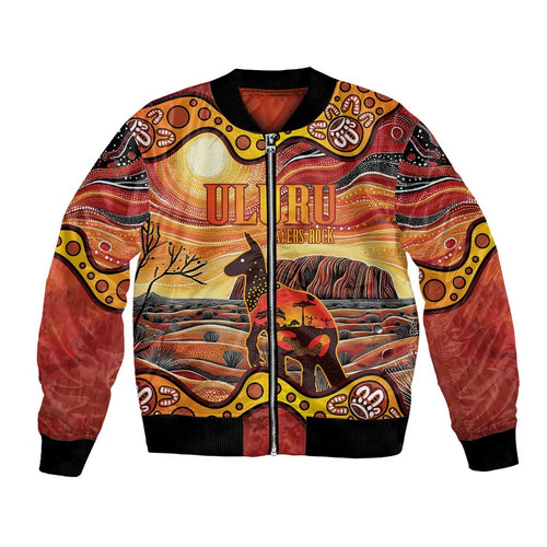 Northern Territory Uluru Bomber Jacket Ayers Rock Kangaroo Aboriginal Art