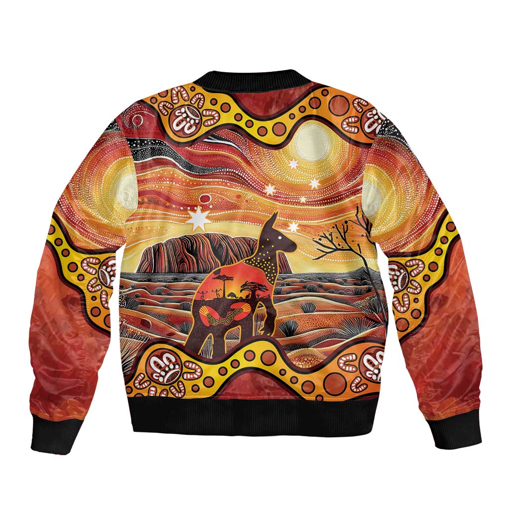Northern Territory Uluru Bomber Jacket Ayers Rock Kangaroo Aboriginal Art