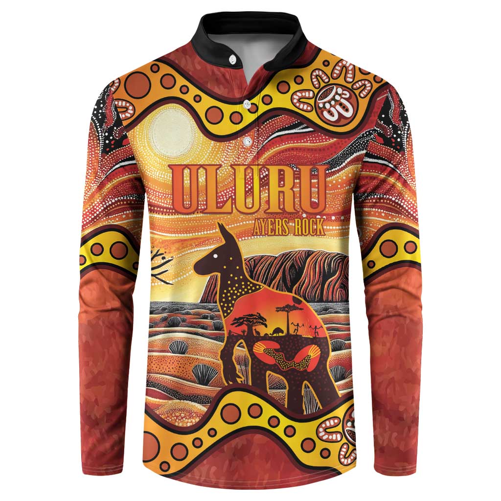 Northern Territory Uluru Button Sweatshirt Ayers Rock Kangaroo Aboriginal Art