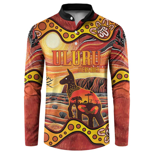 Northern Territory Uluru Button Sweatshirt Ayers Rock Kangaroo Aboriginal Art