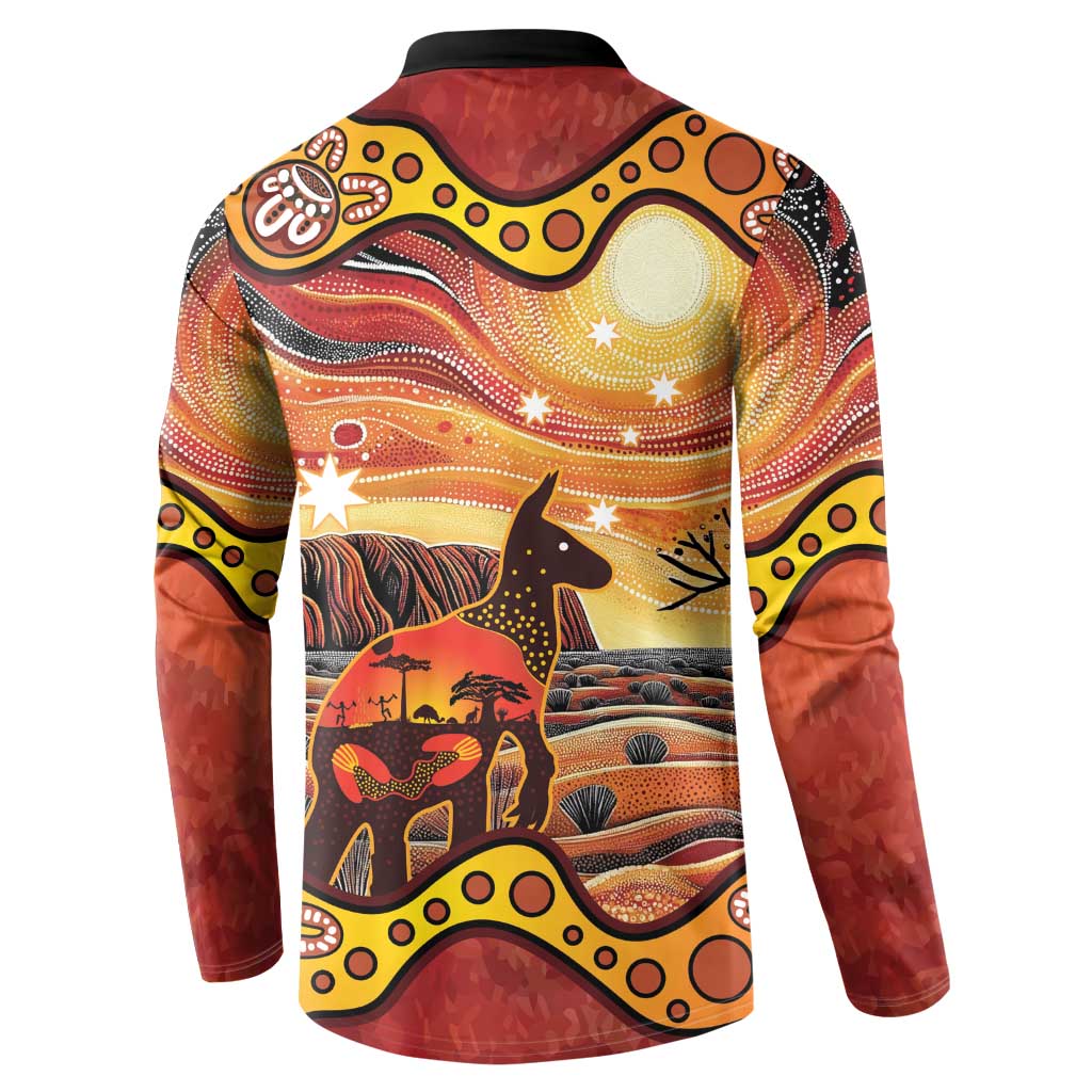 Northern Territory Uluru Button Sweatshirt Ayers Rock Kangaroo Aboriginal Art