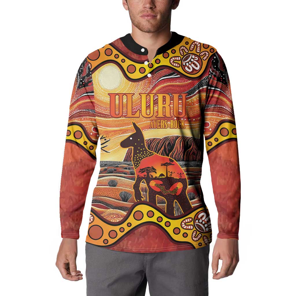 Northern Territory Uluru Button Sweatshirt Ayers Rock Kangaroo Aboriginal Art