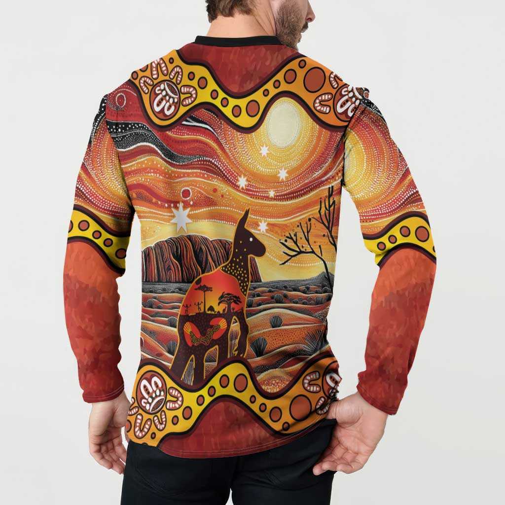 Northern Territory Uluru Button Sweatshirt Ayers Rock Kangaroo Aboriginal Art