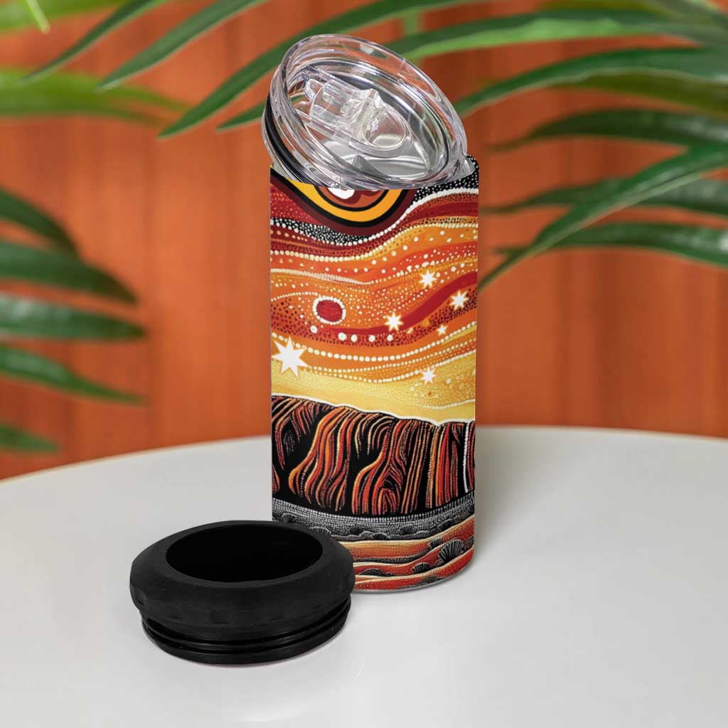 Northern Territory Uluru 4 in 1 Can Cooler Tumbler Ayers Rock Kangaroo Aboriginal Art