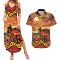 Northern Territory Uluru Couples Matching Summer Maxi Dress and Hawaiian Shirt Ayers Rock Kangaroo Aboriginal Art