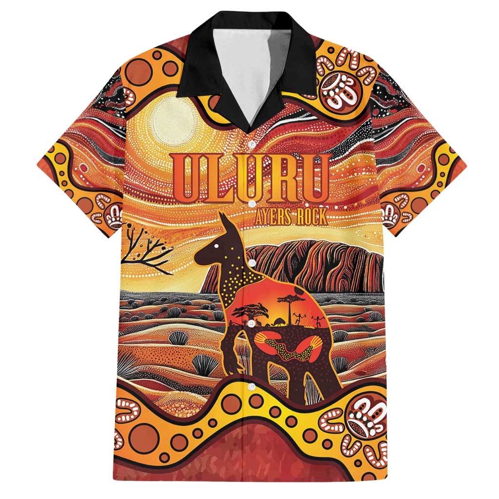 Northern Territory Uluru Family Matching Long Sleeve Bodycon Dress and Hawaiian Shirt Ayers Rock Kangaroo Aboriginal Art