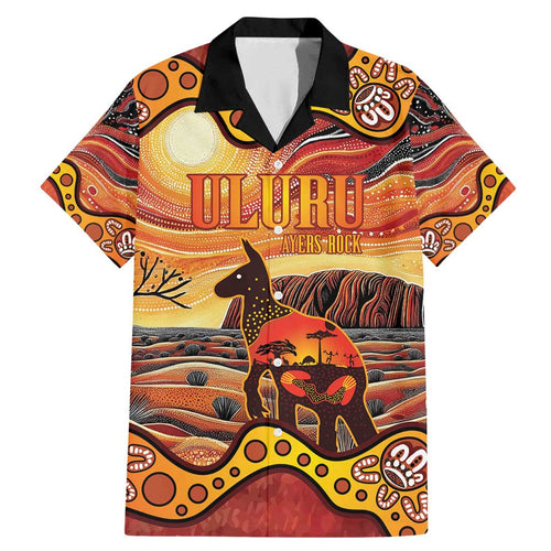Northern Territory Uluru Family Matching Mermaid Dress and Hawaiian Shirt Ayers Rock Kangaroo Aboriginal Art