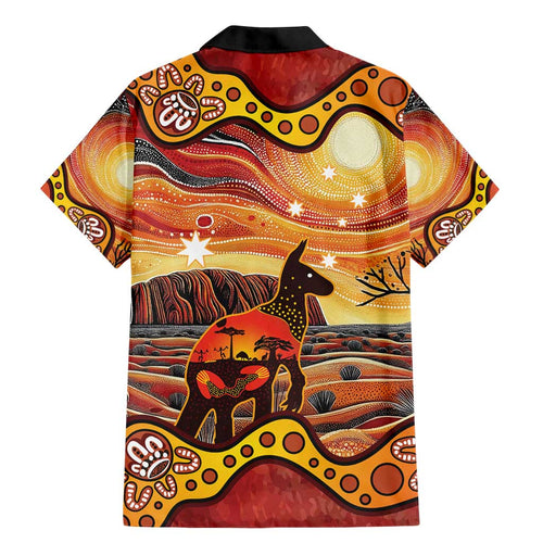 Northern Territory Uluru Family Matching Mermaid Dress and Hawaiian Shirt Ayers Rock Kangaroo Aboriginal Art