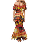 Northern Territory Uluru Family Matching Mermaid Dress and Hawaiian Shirt Ayers Rock Kangaroo Aboriginal Art