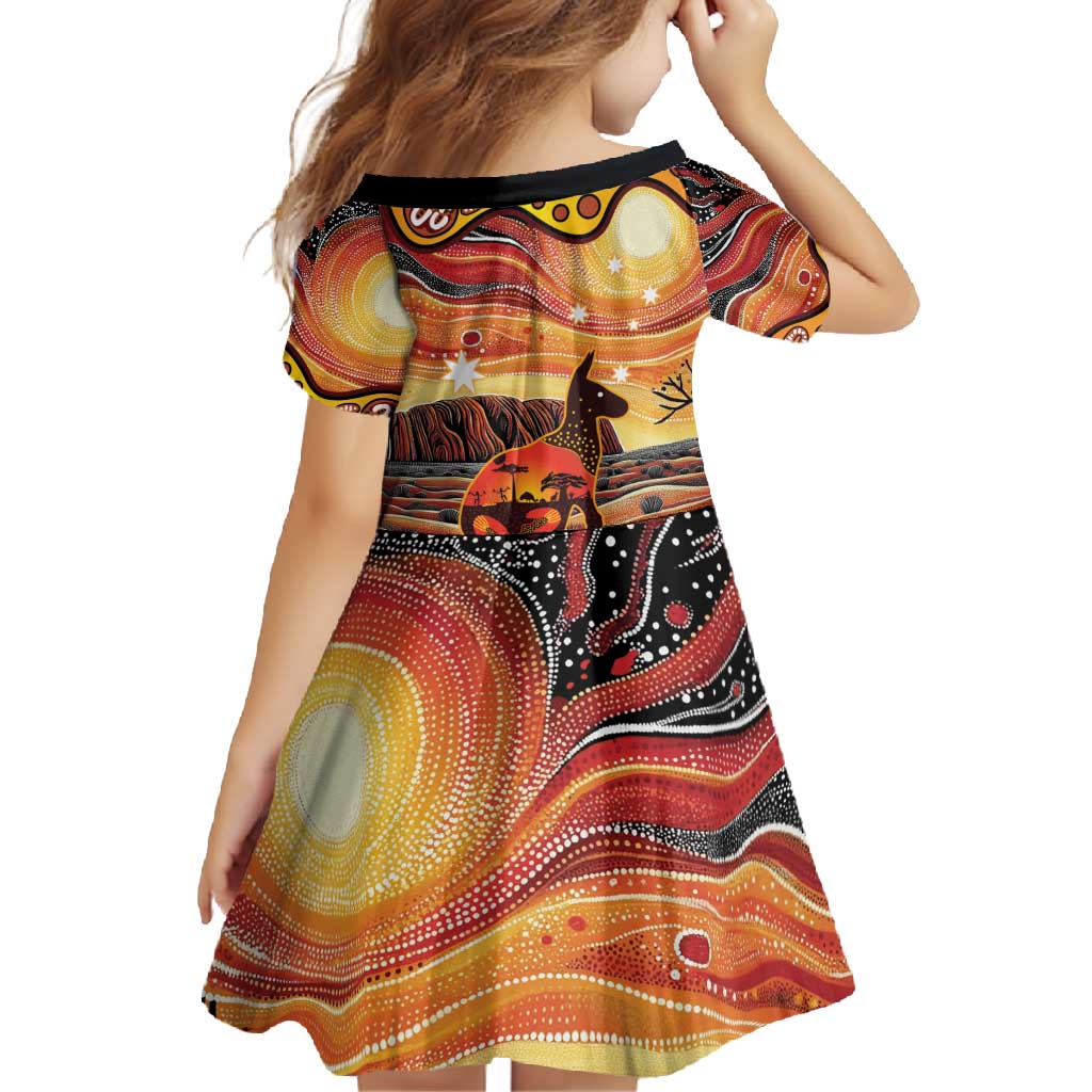 Northern Territory Uluru Family Matching Off Shoulder Maxi Dress and Hawaiian Shirt Ayers Rock Kangaroo Aboriginal Art