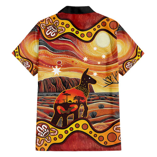 Northern Territory Uluru Family Matching Off Shoulder Maxi Dress and Hawaiian Shirt Ayers Rock Kangaroo Aboriginal Art
