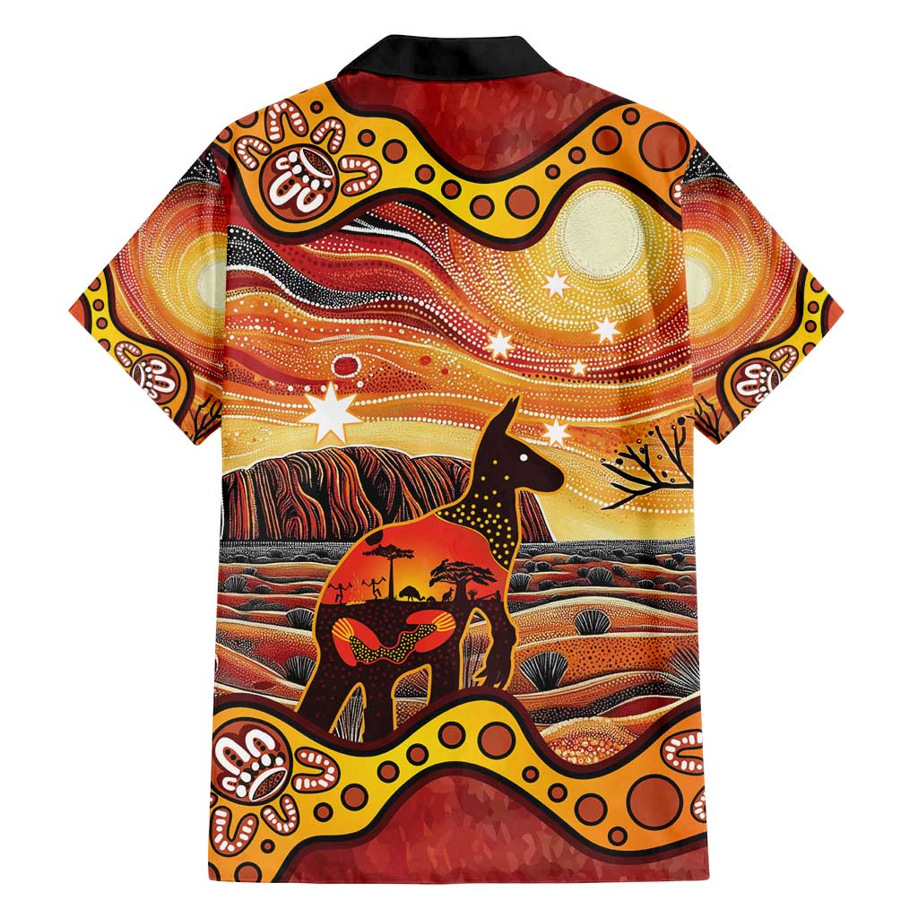 Northern Territory Uluru Family Matching Puletasi and Hawaiian Shirt Ayers Rock Kangaroo Aboriginal Art