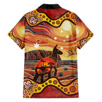 Northern Territory Uluru Family Matching Short Sleeve Bodycon Dress and Hawaiian Shirt Ayers Rock Kangaroo Aboriginal Art
