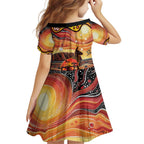 Northern Territory Uluru Family Matching Summer Maxi Dress and Hawaiian Shirt Ayers Rock Kangaroo Aboriginal Art