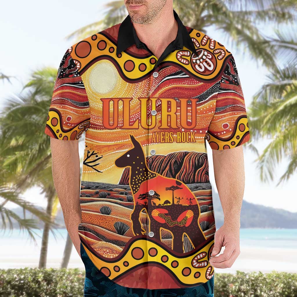 Northern Territory Uluru Hawaiian Shirt Ayers Rock Kangaroo Aboriginal Art