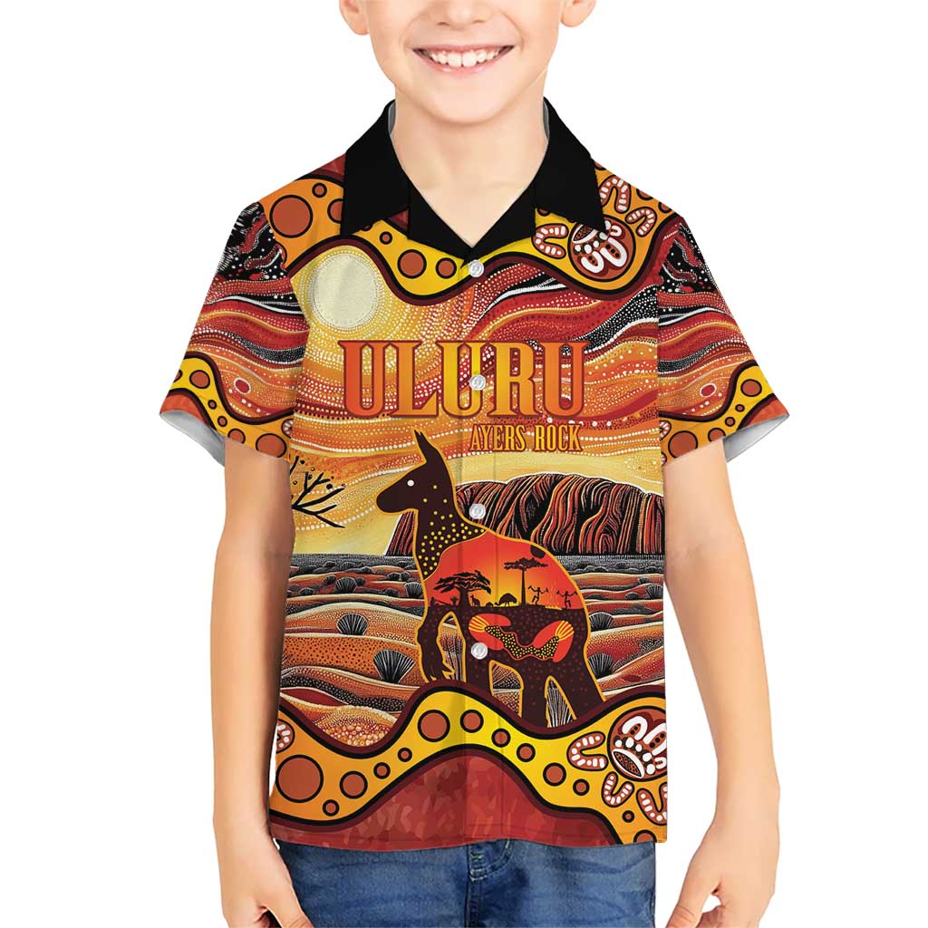 Northern Territory Uluru Hawaiian Shirt Ayers Rock Kangaroo Aboriginal Art