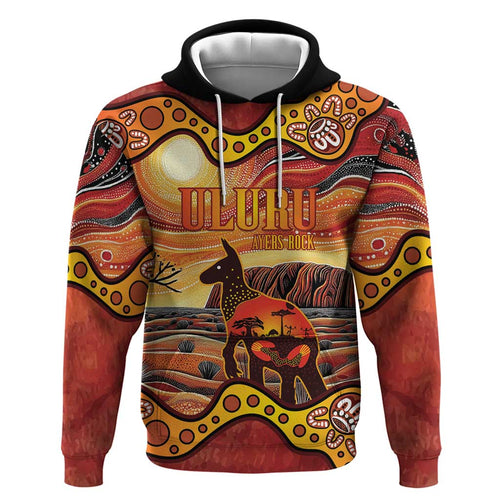 Northern Territory Uluru Hoodie Ayers Rock Kangaroo Aboriginal Art