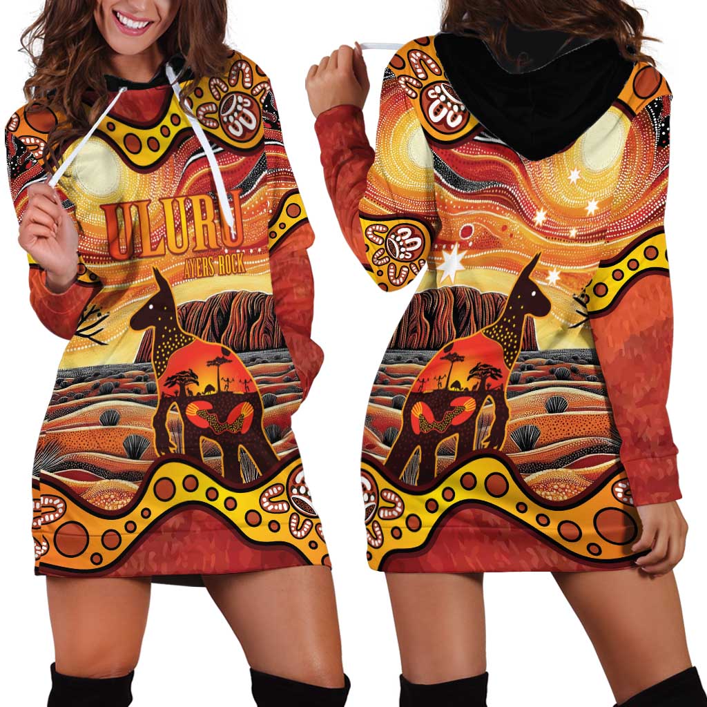 Northern Territory Uluru Hoodie Dress Ayers Rock Kangaroo Aboriginal Art