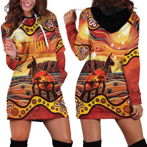 Northern Territory Uluru Hoodie Dress Ayers Rock Kangaroo Aboriginal Art